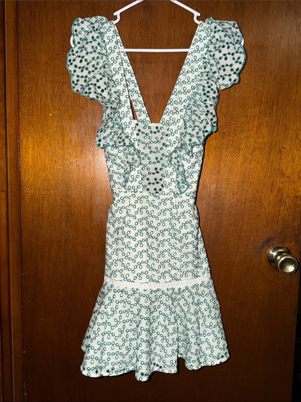 KEEPSAKE the Label Green Polka Dot Ruffle Mini Dress